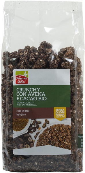 FSC CRUNCHY CON AVENA E CACAO BIO AD ALTO CONTENUTO DI FIBRE CON OLIO DI GIRASOLE SENZA OLIO DI PALMA 375 G - Farmapanda Srl
