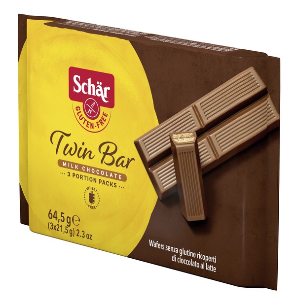 SCHAR TWIN BAR WAFERS RICOPERTI DI CIOCCOLATO AL LATTE 3 PEZZI DA 21,5 G - Farmapanda Srl