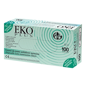 GUANTO IN LATTICE SUPERFICIE LISCIA TALCATO 100 PEZZI ARTICOLO EKO 7 - Farmapanda Srl