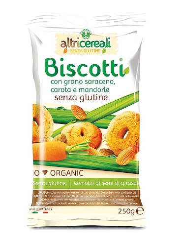 ALTRICEREALI BISCOTTI DI GRANO SARACENO CON CAROTA E MANDORLE BIO 250 G - Farmapanda Srl