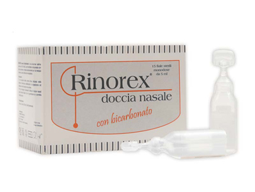 FIALA PER DOCCIA NASALE RINOREX BICARBONATO 15 FIALE 5 ML - Farmapanda Srl
