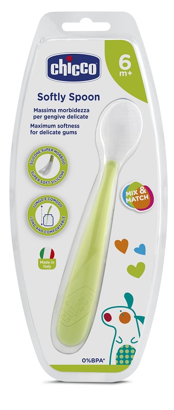 CHICCO CUCCHIAIO MORBIDO SILICONE 6M+ VERDE UP - Farmapanda Srl
