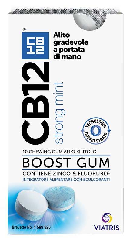 CB12 BOOST 10 CHEWING-GUM ZINCO E FLUORURO NEW FORMULATION - Farmapanda Srl