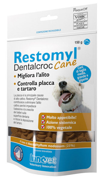 RESTOMYL DENTALCROC CANI TAGLIA MEDIA GRANDE E GIGANTE BUSTA 150 G - Farmapanda Srl