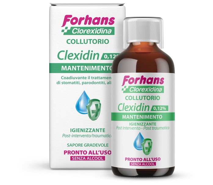 FORHANS COLLUTORIO CON CLOREXIDINA 0,12 CLEXIDIN SENZA ALCOOL 200 ML - Farmapanda Srl