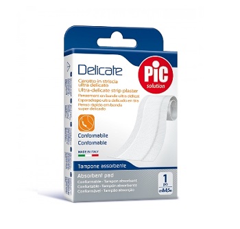CEROTTO PIC DELICATE STRISCIA BIANCA CON TAMPONE ANTIBATTERICO CM 8X0,5 M - Farmapanda Srl