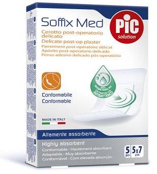 CEROTTO PIC SOFFIX MED IN TNT CON TAMPONE CENTRALE ASSORBENTE STERILE MONOUSO 5X7 CM ANTIBATTERICO 5 PEZZI - Farmapanda Srl