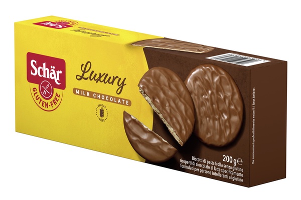 SCHAR LUXURY BISCOTTI DI PASTA FROLLA RICOPERTI DI CIOCCOLATO AL LATTE 200 G - Farmapanda Srl