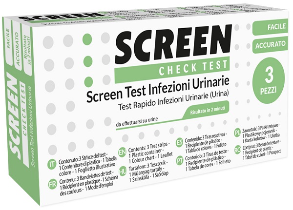 SCREEN TEST LEUCOCITI SANGUE NITRITO E PROTEINA URINA SCREEN TEST INFEZIONI VIE URINARIE 3 PEZZI - Farmapanda Srl