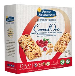 PIACERI MEDITERRANEI CEREALORO BARRETTA DI RISO CON MAIS E MIRTILLI ROSSI 6 PEZZI DA 21,5 G - Farmapanda Srl