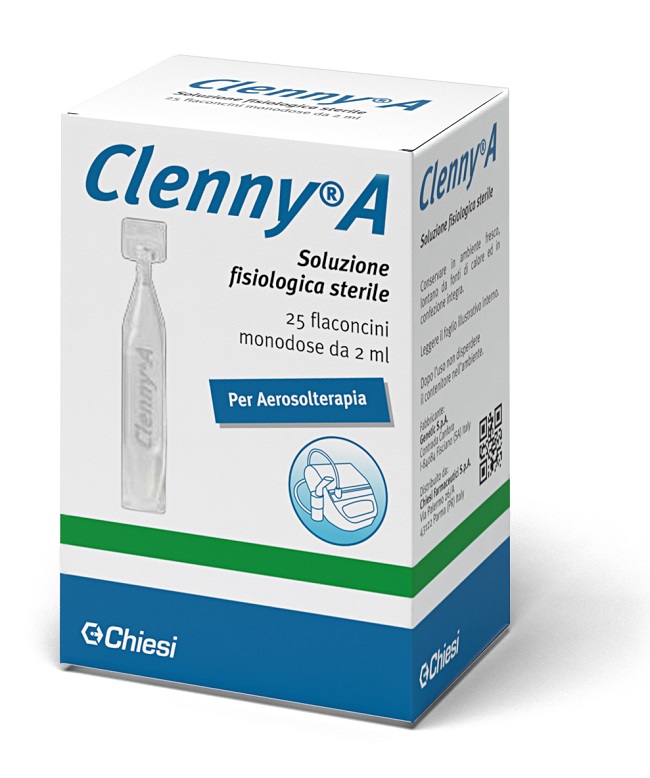 CLENNY A SOLUZIONE FISIOLOGICA STERILE PER AEROSOLTERAPIA 25 FLACONCINI MONODOSE DA 2 ML - Farmapanda Srl