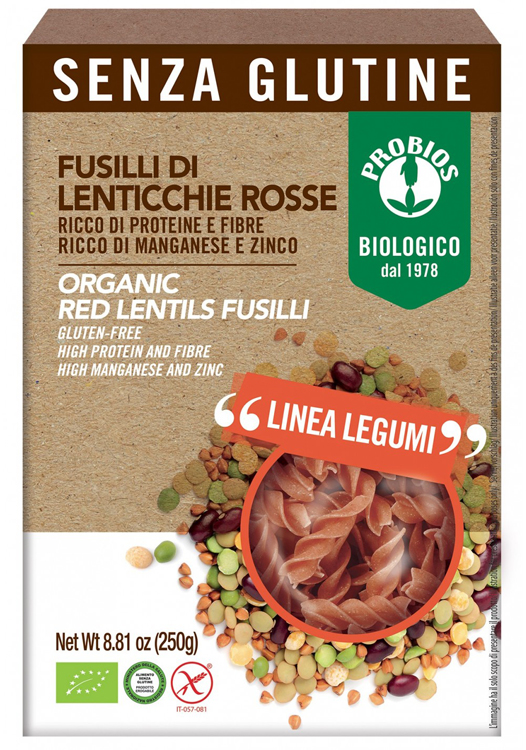 SPECIALITA' 100% LEGUMI FUSILLI LENTICCHIE ROSSE 250 G - Farmapanda Srl