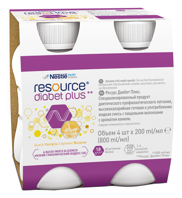 RESOURCE DIABET PLUS VANIGLIA 4 X 200 ML - Farmapanda Srl