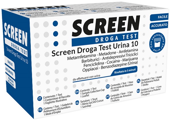 SCREEN DROGA TEST 10 DROGHE TEST ANTIDROGA CON CONTENITORE URINA - Farmapanda Srl