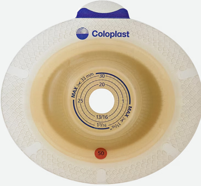 PLACCA PER UROSTOMIA SISTEMA A 2 PEZZI SENSURA XPRO CONVEX LIGHT FORO RITAGLIABILE 15-33MM FLANGIA 50MM 5 PEZZI - Farmapanda Srl