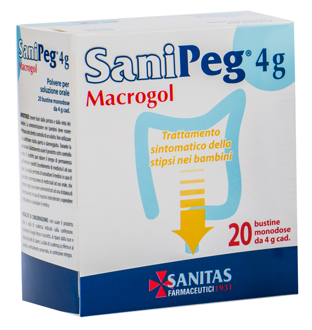SANIPEG MACROGOL POLVERE PER SOLUZIONE ORALE 20 BUSTINE DA 4 G - Farmapanda Srl