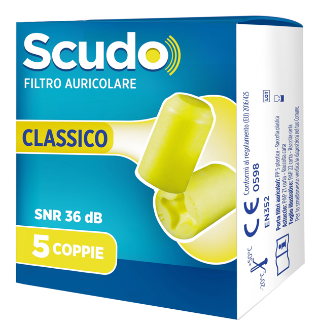 SCUDO FILTRO AURICOLARE CLASSICO SNR 36 DB 7-12MM 5 PAIA - Farmapanda Srl