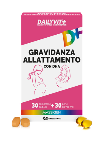 DAILYVIT+ GRAVIDANZA ALLATTAMENTO CON DHA MULTIVITAMINICO E MULTIMINERALE 30 COMPRESSE + 30 PERLE - Farmapanda Srl