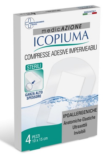 ICOPIUMA GARZA COMPRESSA MEDICATA POSTOPERATORIA 10X15 CM 4 PEZZI - Farmapanda Srl