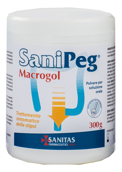 SANIPEG MACROGOL POLVERE PER SOLUZIONE ORALE BARATTOLO 300 G - Farmapanda Srl