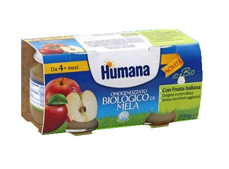 HUMANA OMOGENEIZZATO MELA BIO 2 VASETTI 100G - Farmapanda Srl
