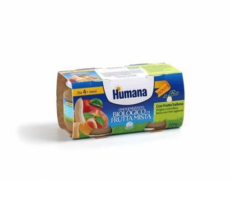 HUMANA OMOGENEIZZATO FRUTTA MISTA BIO 2 VASETTI 100 G - Farmapanda Srl
