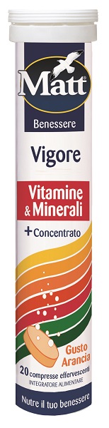 MATT BENESSERE VIGORE VITAMINE & MINERALI 20 COMPRESSE EFFERVESCENTI GUSTO ARANCIA - Farmapanda Srl