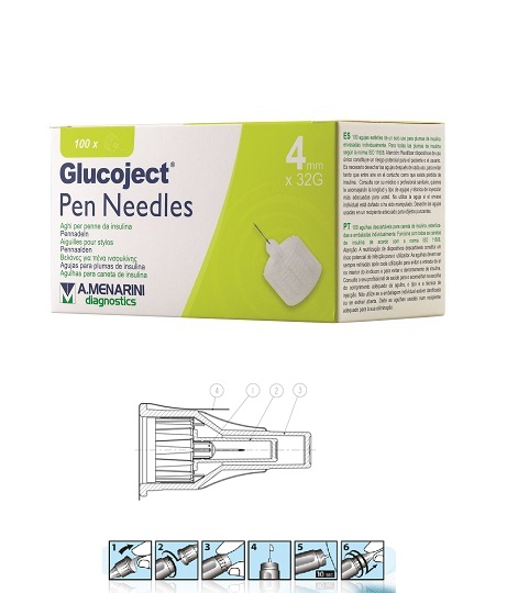 AGO PER PENNA DA INSULINA GLUCOJECT LUNGHEZZA 4 MM GAUGE 32 100 PEZZI - Farmapanda Srl