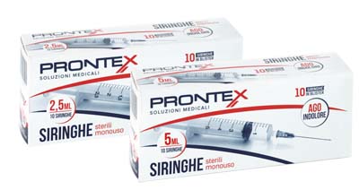 SIRINGA PRONTEX 5 ML AGO IND 10 PEZZI - Farmapanda Srl