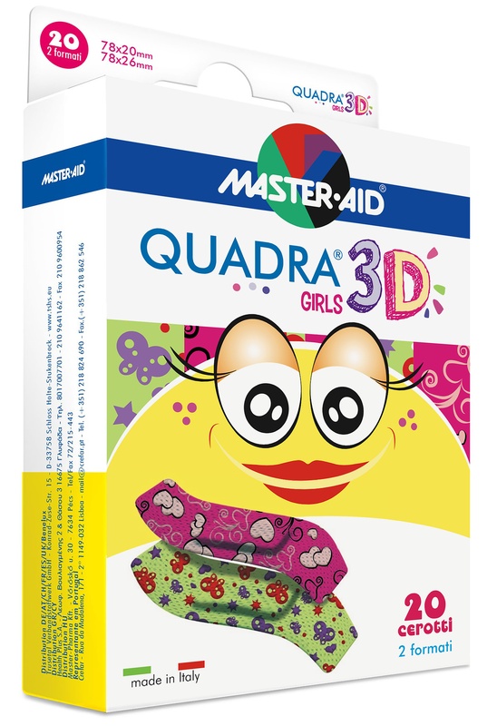 CEROTTO MASTER-AID QUADRA 3D GIRLS 20 PEZZI ASSORTITI - Farmapanda Srl