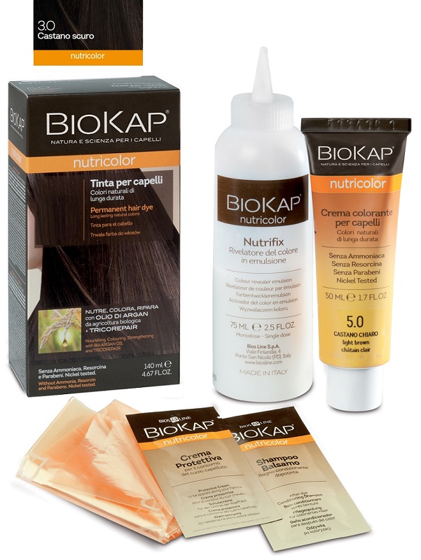 BIOKAP NUTRICOLOR 3,0 NEW CASTANO SCURO TINTA TUBO + FLACONE - Farmapanda Srl