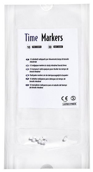 MARCATORE RADIOPACO IN GRANULI A BASE DI POLIPROPILENE FOOD GRADE E BARIO SOLFATO FU TIME-MARKERS PER RILEVAMENTO TEMPO DI TRANSITO INTESTINALE BUSTA DA 10 CILINDRETTI 20 PEZZI - Farmapanda Srl