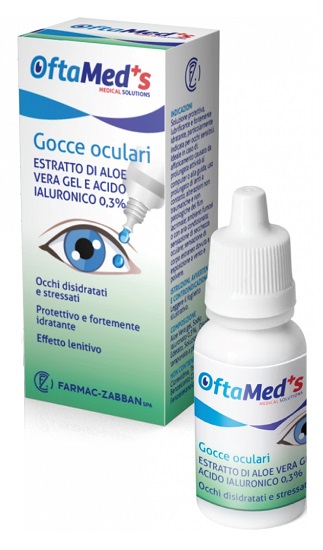 OFTAMED'S GOCCE OCULARI OCCHI DISIDRATATI E STRESSATI ESTRATTO ALOE VERA GEL E ACIDO IALURONICO 0,3% 10 ML - Farmapanda Srl