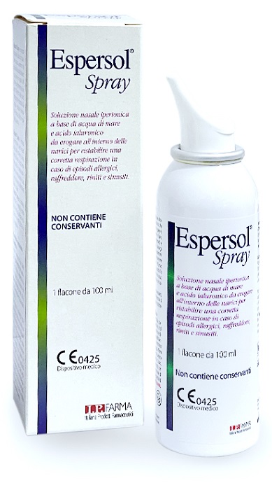 SOLUZIONE NASALE ESPERSOL SPRAY IPERTONICA A BASE DI ACQUA DI MARE E ACIDO IALURONICO 0,02% 100ML - Farmapanda Srl