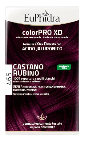 EUPHIDRA COLORPRO XD 465 CAST RUBINO GEL COLORANTE CAPELLI IN FLACONE + ATTIVANTE + BALSAMO + GUANTI - Farmapanda Srl