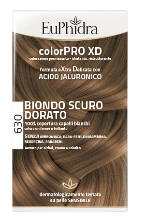 EUPHIDRA COLORPRO XD 630 BIONDO SCURO DORATO GEL COLORANTE CAPELLI IN FLACONE + ATTIVANTE + BALSAMO + GUANTI - Farmapanda Srl
