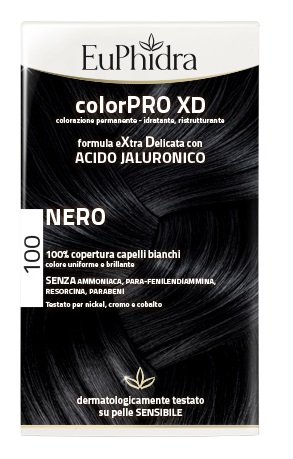 EUPHIDRA COLORPRO XD 100 NERO GEL COLORANTE CAPELLI IN FLACONE + ATTIVANTE + BALSAMO + GUANTI - Farmapanda Srl