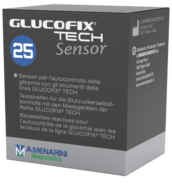 STRISCE MISURAZIONE GLICEMIA GLUCOFIX TECH SENSOR 25 PEZZI - Farmapanda Srl