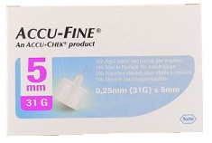 AGO PER PENNA DA INSULINA ACCU-FINE PEN NEEDLE ACCU-CHEK GAUGE 31 X 5MM 100 PEZZI - Farmapanda Srl