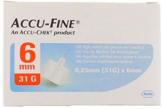 AGO PER PENNA DA INSULINA ACCU-FINE PEN NEEDLE ACCU-CHEK GAUGE 31 X 6MM 100 PEZZI - Farmapanda Srl