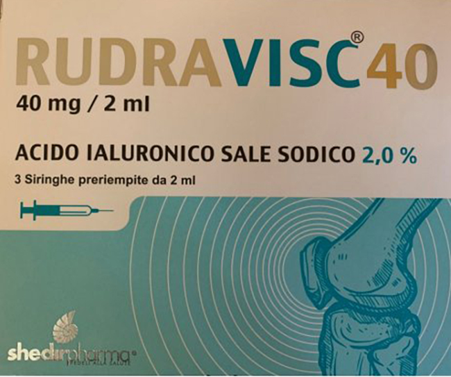 SIRINGA INTRA-ARTICOLARE RUDRAVISC 40 HC ACIDO IALURONICO SALE SODICO 40 MG 2 ML 3 PEZZI - Farmapanda Srl