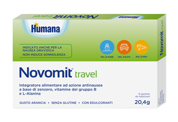 NOVOMIT TRAVEL 12 GOMME DA MASTICARE GUSTO ARANCIA - Farmapanda Srl