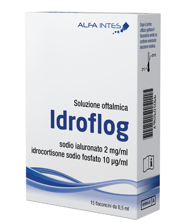 SOLUZIONE OFTALMICA IDROFLOG A BASE DI IALURONATO DI SODIO E IDROCORTISONE SODIO FOSFATO 15 FLACONCINI DA 0,5 ML - Farmapanda Srl