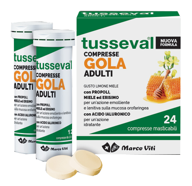 TUSSEVAL GOLA ADULTI 24 COMPRESSE MASTICABILI LIMONE E MIELE - Farmapanda Srl