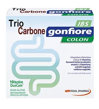 TRIOCARBONE GONFIORE IBS 10 BUSTE DUOCAM DA 2 G + 1,5 G - Farmapanda Srl