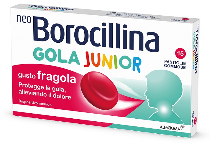 NEOBOROCILLINA GOLA JUNIOR 15 PASTIGLIE GUSTO FRAGOLA - Farmapanda Srl