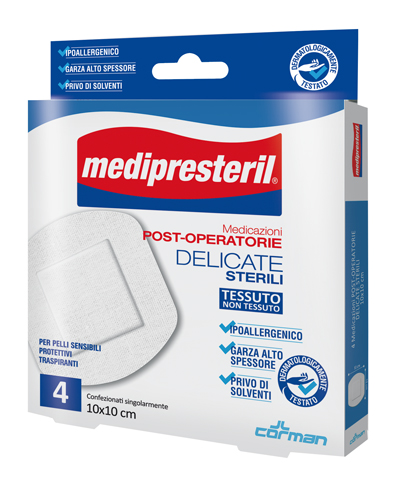 MEDICAZIONE POST OPERATORIA MEDIPRESTERIL DELICATA TNT 10X10CM 5 PEZZI - Farmapanda Srl