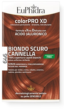 EUPHIDRA COLORPRO GEL COLORANTE CAPELLI XD 646 CANNELLA 50 ML IN FLACONE + ATTIVANTE + BALSAMO + GUANTI - Farmapanda Srl