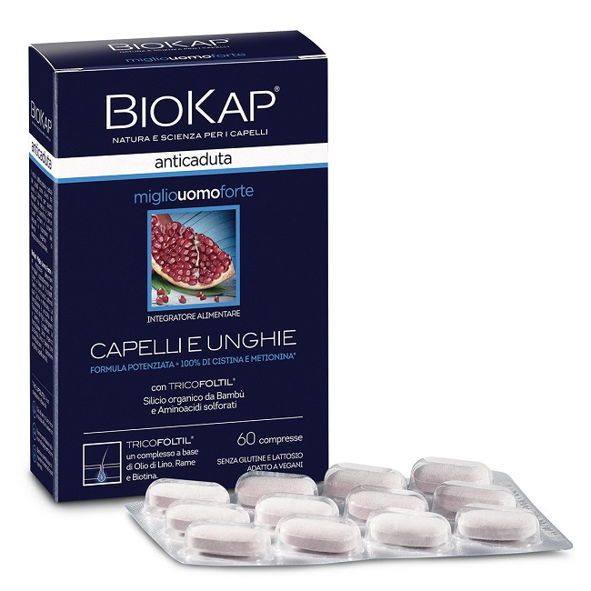 BIOKAP ANTICADUTA MIGLIO UOMO FORTE CON TRICOFOLTIL 60 COMPRESSE - Farmapanda Srl