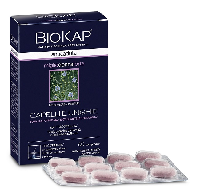 BIOKAP ANTICADUTA MIGLIO DONNA FORTE CON TRICOFOLTIL 60 COMPRESSE - Farmapanda Srl